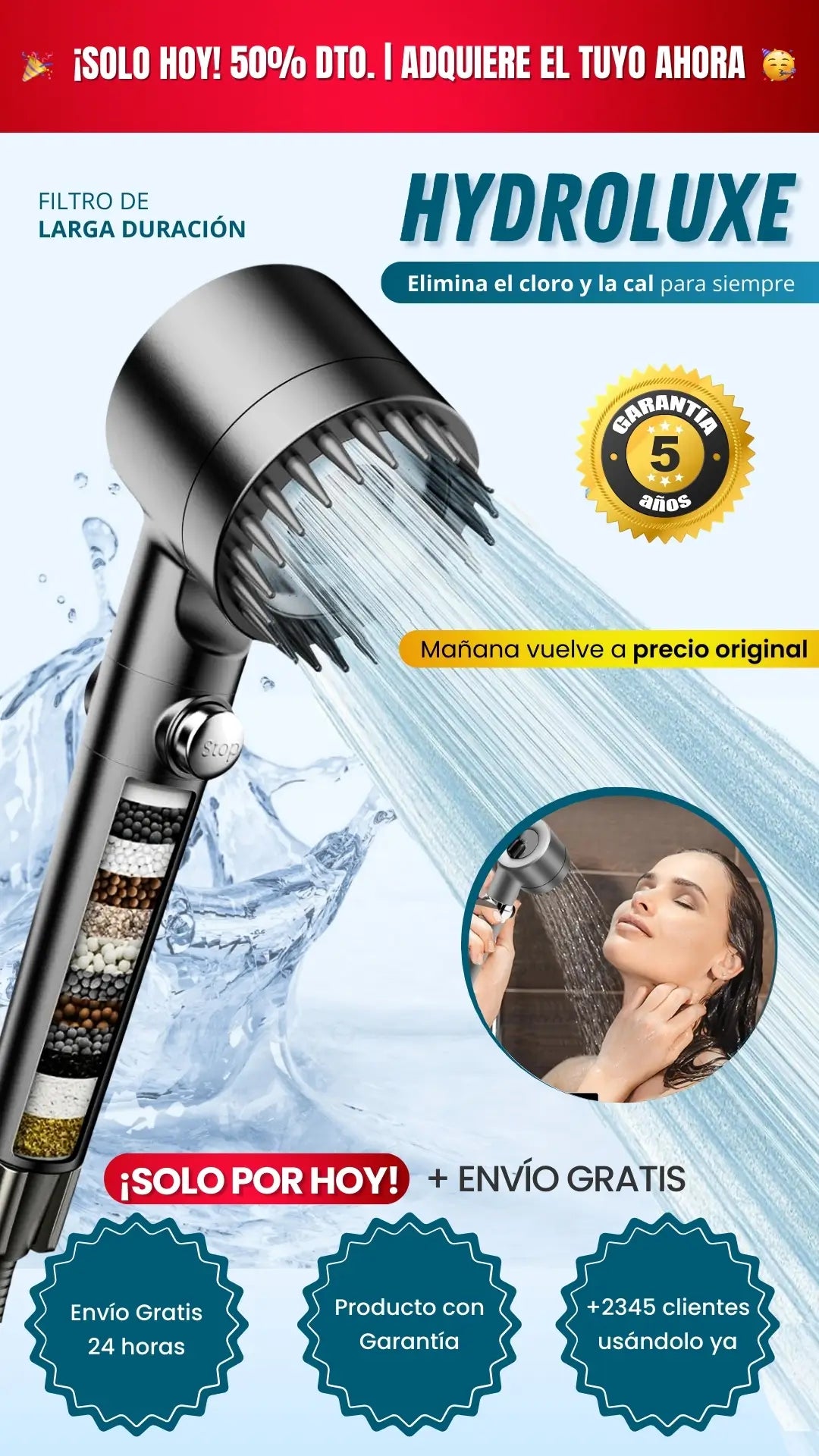 HYDROLUXE™ - Elimina el cloro y la cal de tu ducha. Además aumentarás la presión. 26