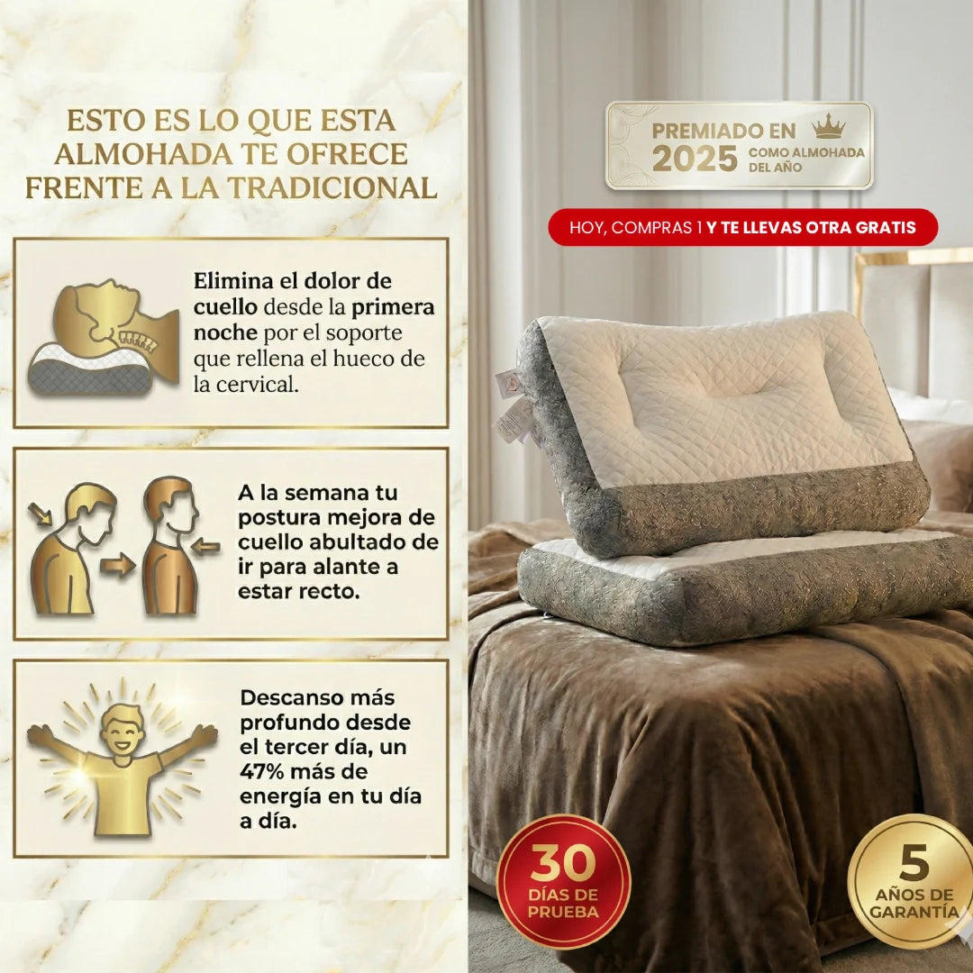 1+1 GRATIS | CONFORTSLEEP™ - La única almohada viscoelástica del mercado con soporte para la curvatura del cuello. (Incluye fundas GRATIS + 30 noches de prueba)