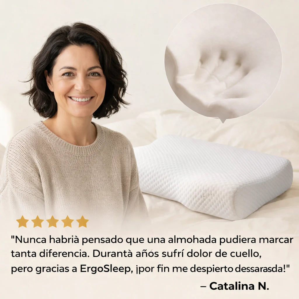 Ergosleep™ - La primera almohada con tecnologia neck que elimina el dolor de cuello gracias a su forma. (HOY INCLUYE FUNDAS DE SATÉN GRATIS).