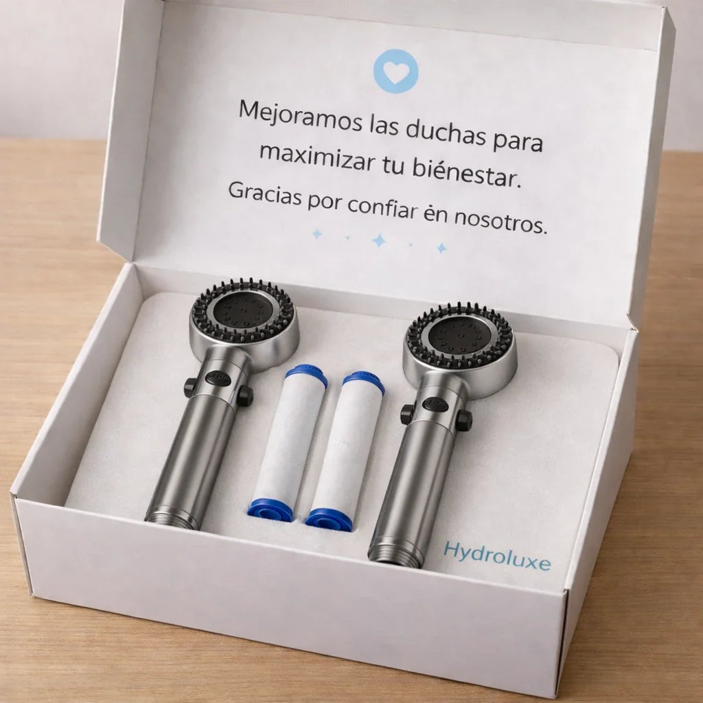 2 x HYDROLUXE ORIGINAL™ - La única ducha que elimina la piel seca y la caida del cabello al 100% gracias a su filtro de 14 capas  (Incluye dos filtros GRATIS) l.e