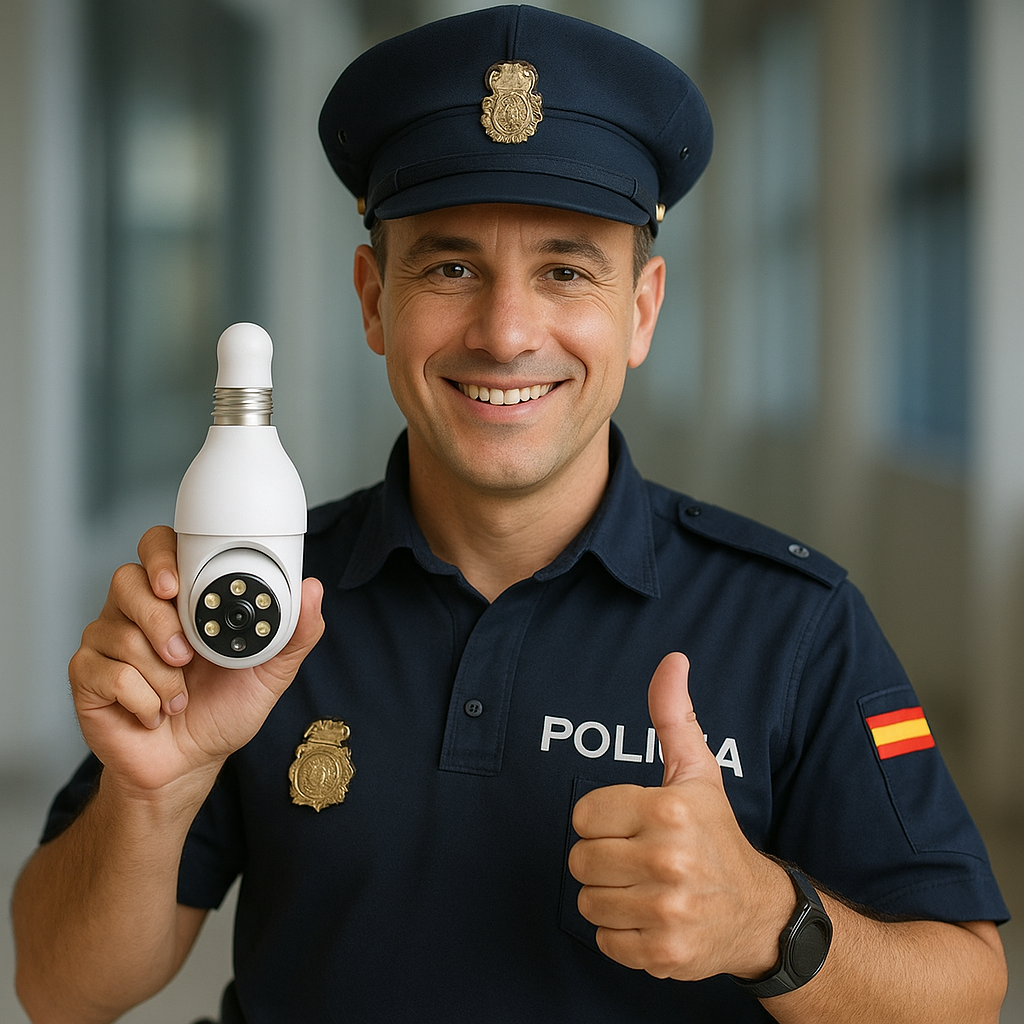 SafeBulb 360™ – Vigila a tu familia, mascotas y pertenencias desde cualquier lugar de manera discreta  (Audio bidireccional, Camara HD nocturna, soporte techo incluido y sensores de aviso a tu móvil) + Envío GRATIS