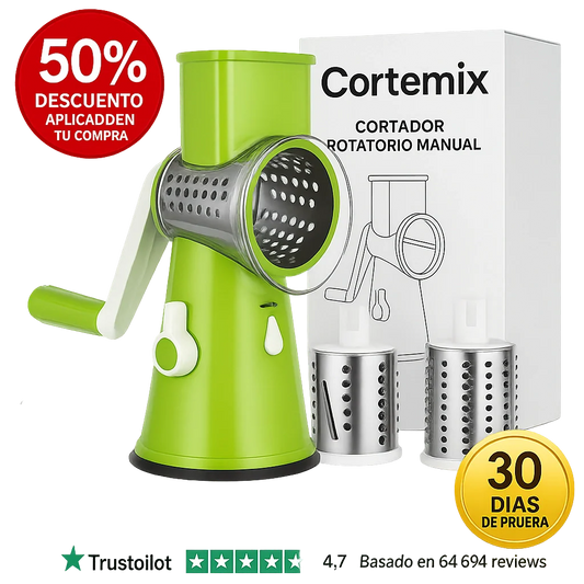 CORTEMIX™ - Corta patatas, queso y verduras en tiempo record. Incluye 3 cabezales. (+ Envío GRATIS) *Lavado ultra-fácil. *Oferta única navidad pasa tiempo en familia