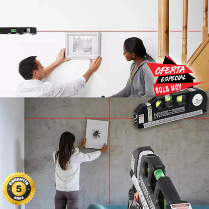 Level PRO™ 4 en 1 - Divide el esfuerzo de tu trabajo entre 4. (Mide, nivela, puntea y aplica laser para medidas difíciles).