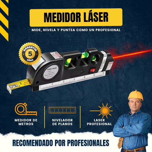 Level PRO™ 4 en 1 - Divide el esfuerzo de tu trabajo entre 4. (Mide, nivela, puntea y aplica laser para medidas difíciles)