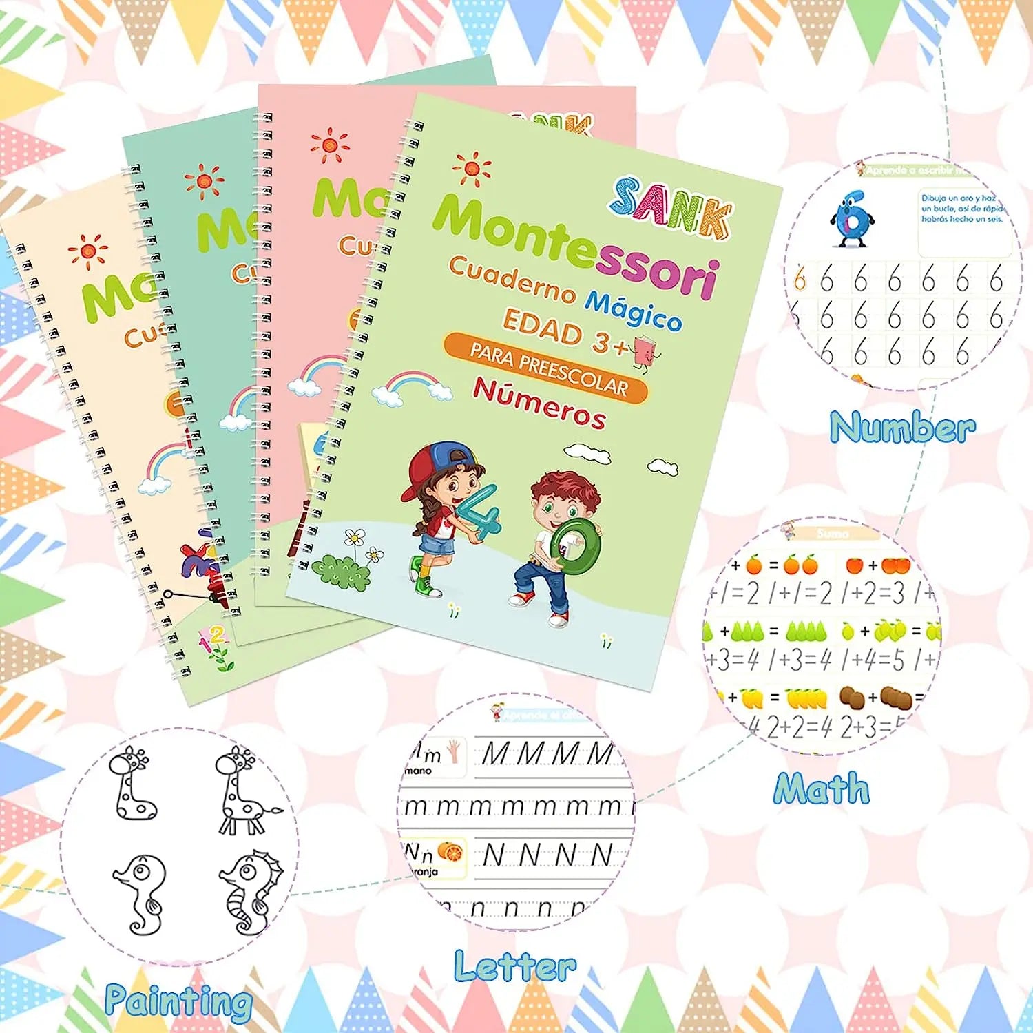 SANMAGIC™ - Los 4 libros que evita que tu hijo acabe suspendiendo. (Gracias a los cuadernos Montessori)