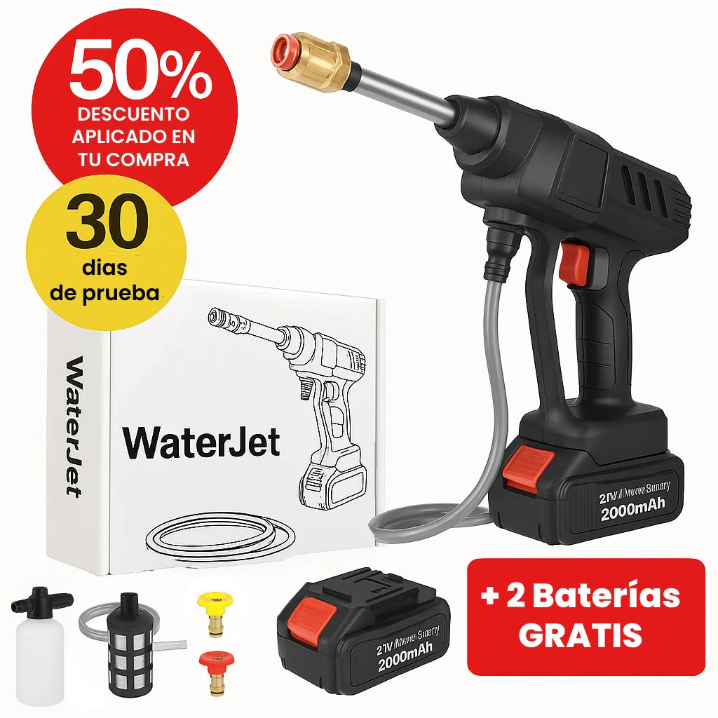 WaterJet™ – Limpieza potente en cualquier rincón sin pedir ayuda a nadie (Incluye 2 baterías gratis + complementos + Envío Gratis)