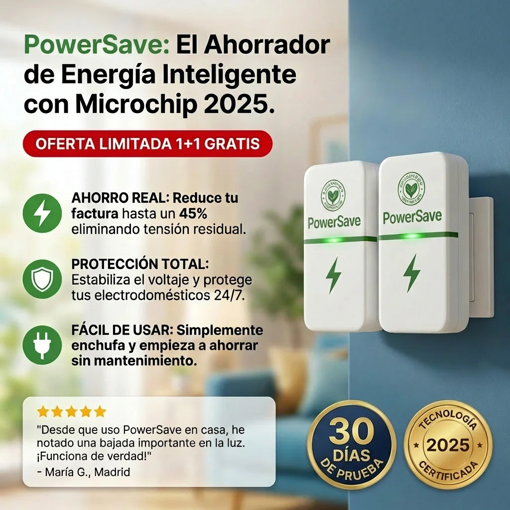 1 + 1 GRATIS | PowerSAVE™ - Elimina los picos de tensión y ahorra en la factura de la luz. *No tienes que hacer mantenimiento. TB