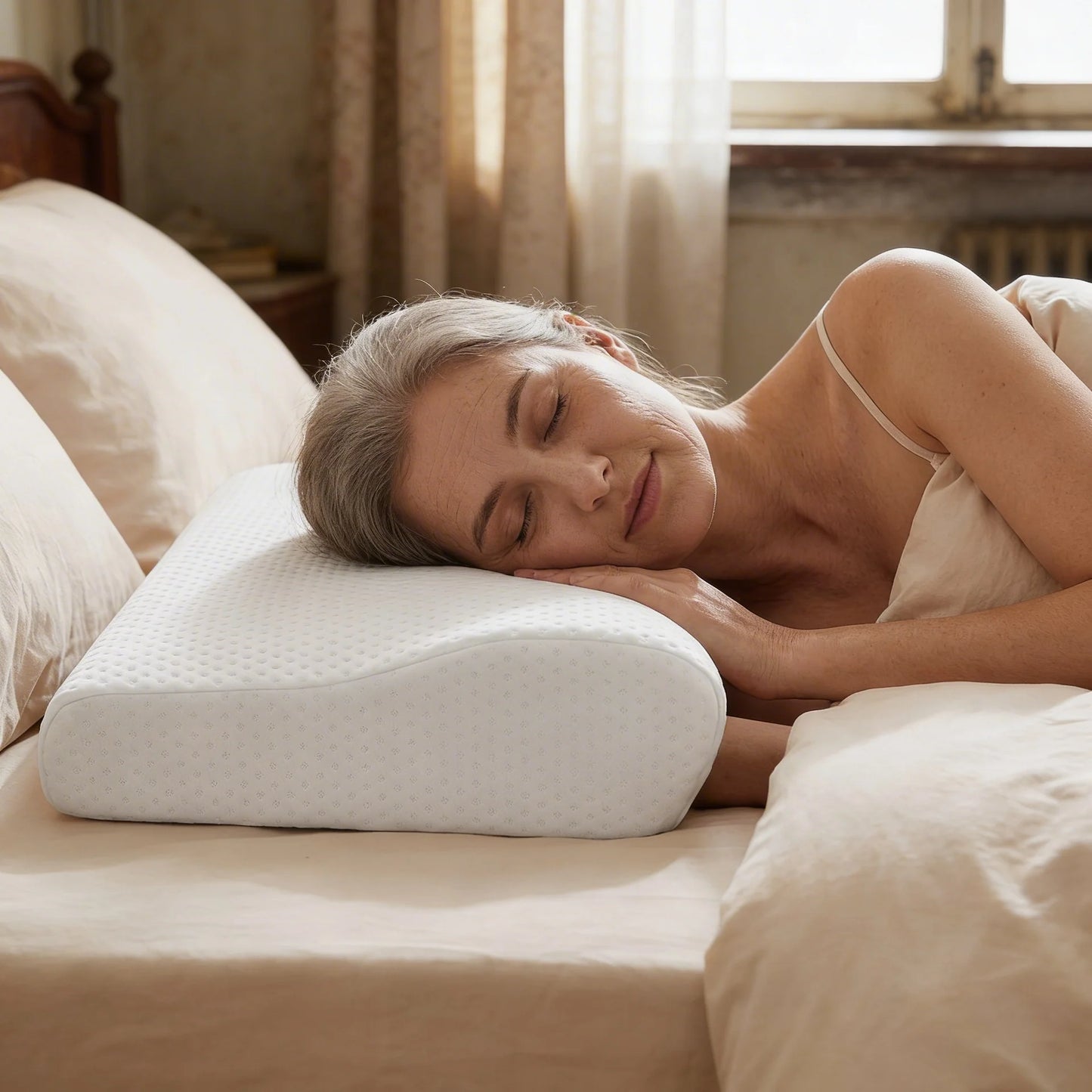 Ergosleep™ - La primera almohada con tecnologia neck que elimina el dolor de cuello gracias a su forma. (HOY INCLUYE FUNDAS DE SATÉN GRATIS).