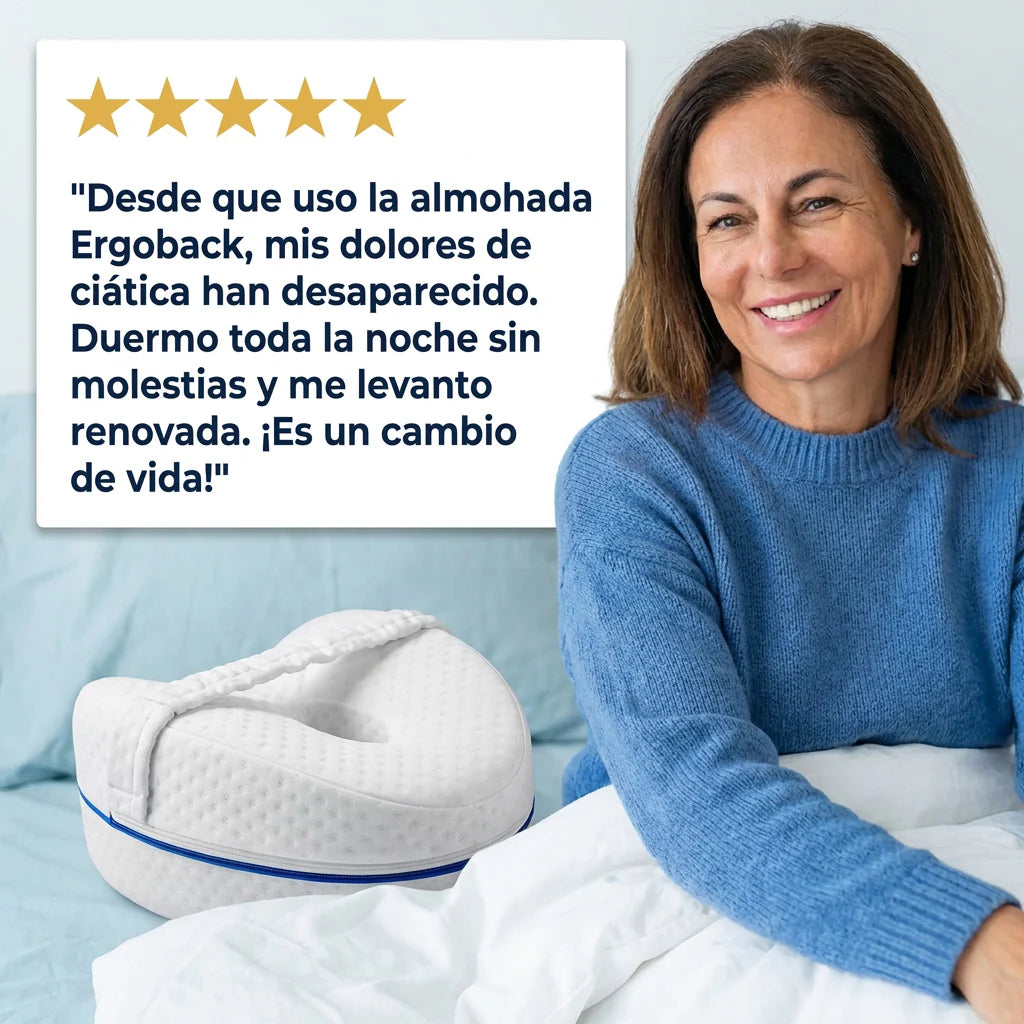 Almohada ErgoBack™ - La primera almohada viscoelástica con tecnología curve que elimina el dolor de espalda y alivia tu ciáticia desde la primera noche. (Hoy incluye GRATIS plantillas ortopédicas de gel talla adaptable)