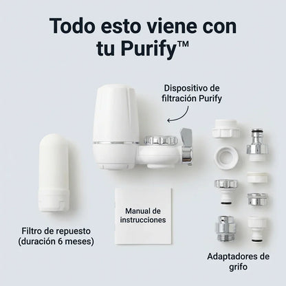 Purify Original™ - Asegurate que el agua que usa diariamente esta libre de químicos e impurezas. (El filtro incluido GRATIS cubre 6 meses completo + Instalación universal para cualquier grifo)