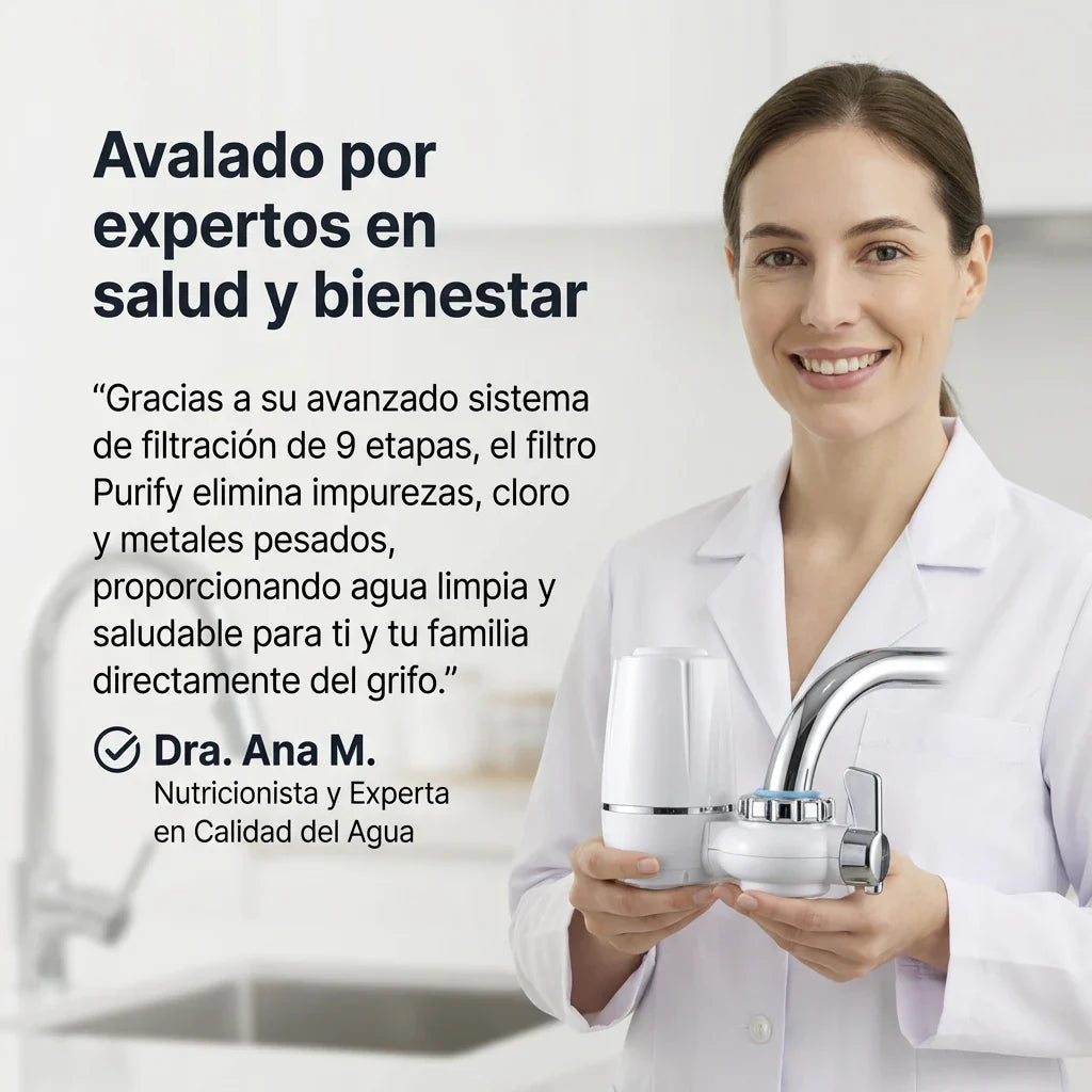 Purify Original™ - Asegurate que el agua que usa diariamente esta libre de químicos e impurezas. (El filtro incluido GRATIS cubre 6 meses completo + Instalación universal para cualquier grifo)