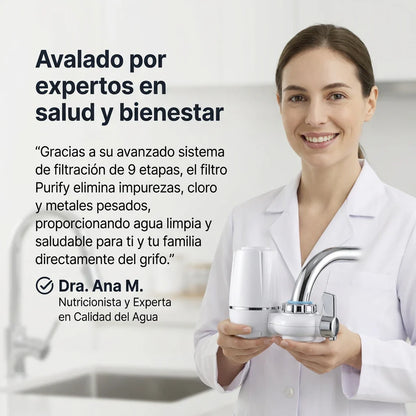 Purify Original™ - Asegurate que el agua que usa diariamente esta libre de químicos e impurezas. (El filtro incluido GRATIS cubre 6 meses completo + Instalación universal para cualquier grifo)
