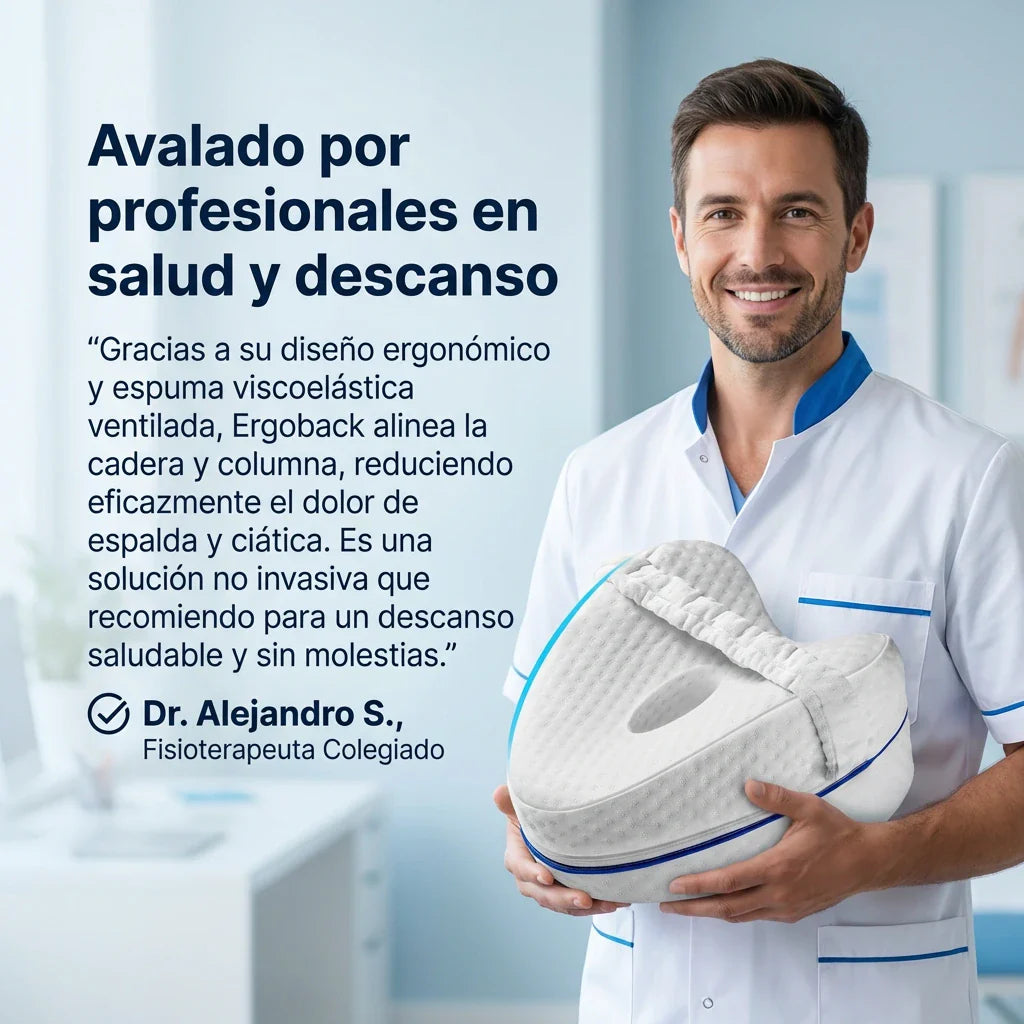 Almohada ErgoBack™ - La primera almohada viscoelástica con tecnología curve que elimina el dolor de espalda y alivia tu ciáticia desde la primera noche. (Hoy incluye GRATIS plantillas ortopédicas de gel talla adaptable)