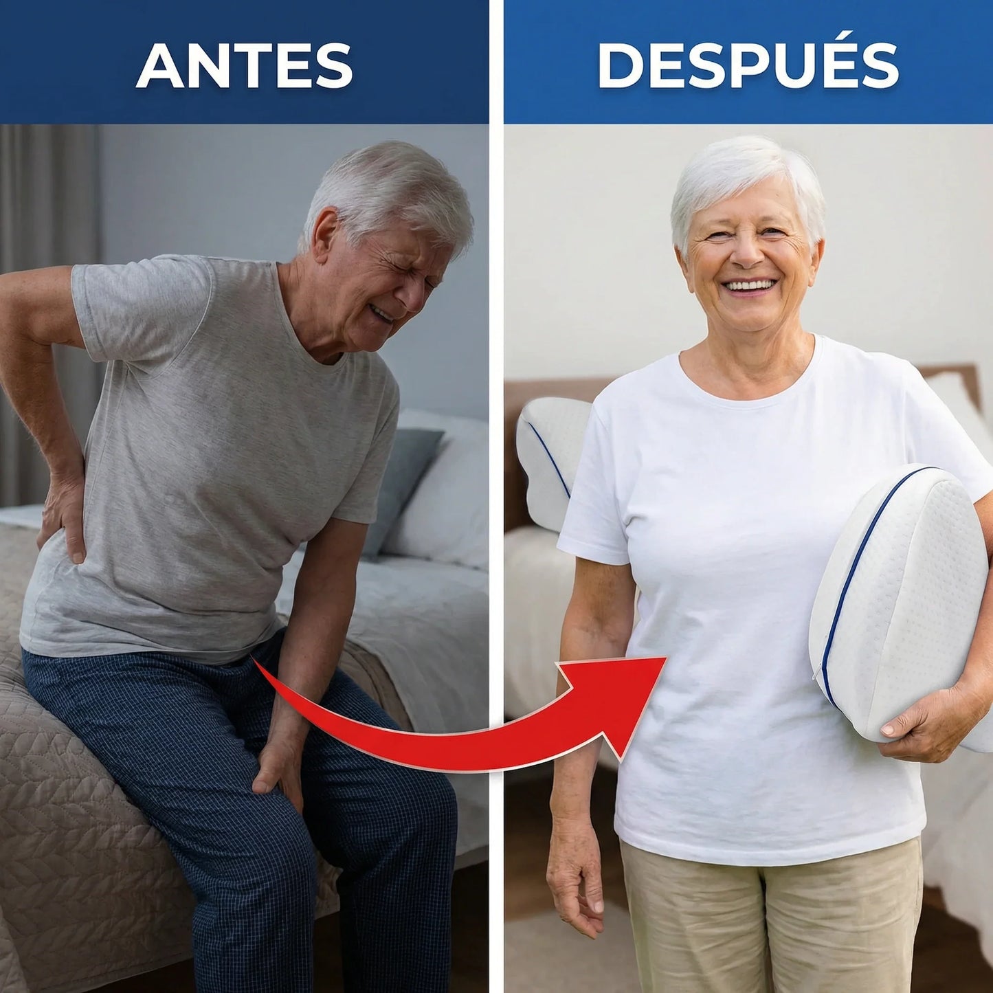 Almohada ErgoBack™ - La primera almohada viscoelástica con tecnología curve que elimina el dolor de espalda y alivia tu ciáticia desde la primera noche. (Hoy incluye GRATIS plantillas ortopédicas de gel talla adaptable)