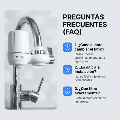 Purify Original™ - Asegurate que el agua que usa diariamente esta libre de químicos e impurezas. (El filtro incluido GRATIS cubre 6 meses completo + Instalación universal para cualquier grifo)