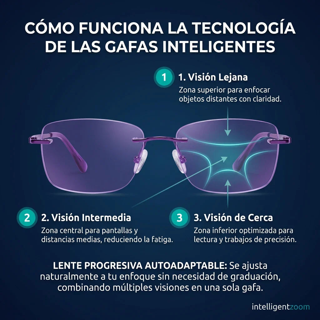 Gafas Blu Progresivas Inteligentes™ - Visión de cerca, intermedia y lejos en una sola gafa (No necesita graduación, incluye funda de cuero y PRUEBA GARANTIZADA de 30 DÍAS) l.e