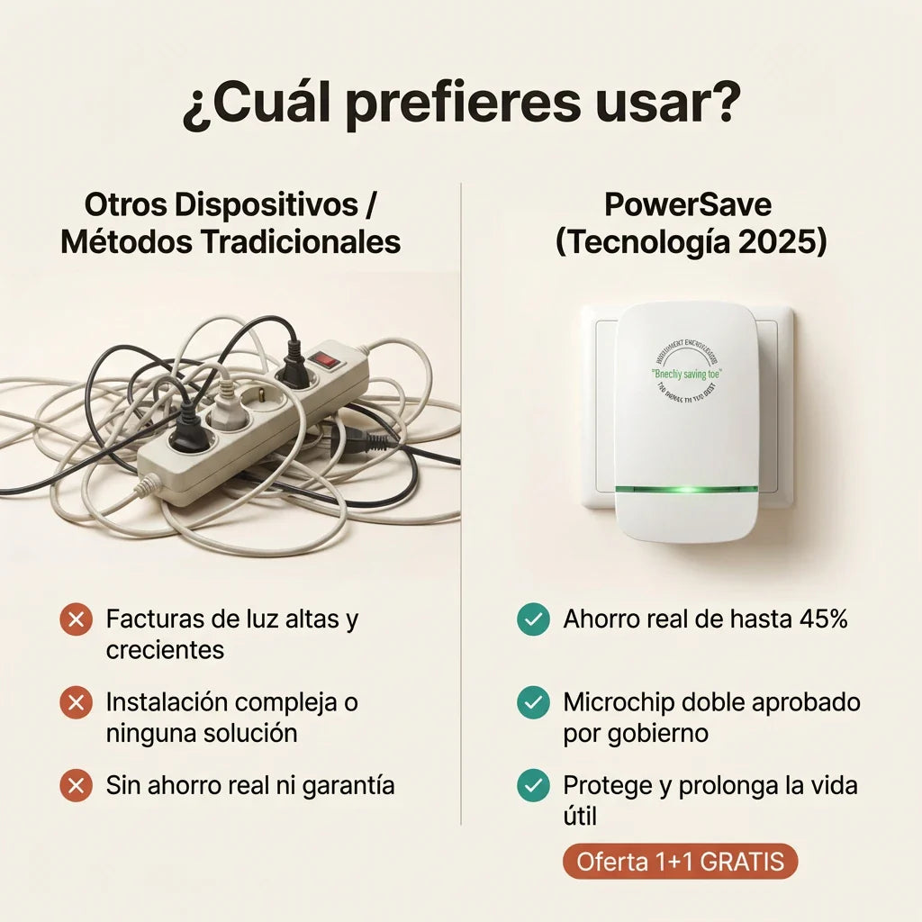 1 + 1 GRATIS | PowerSAVE™ - Elimina los picos de tensión y ahorra en la factura de la luz. *No tienes que hacer mantenimiento. TB