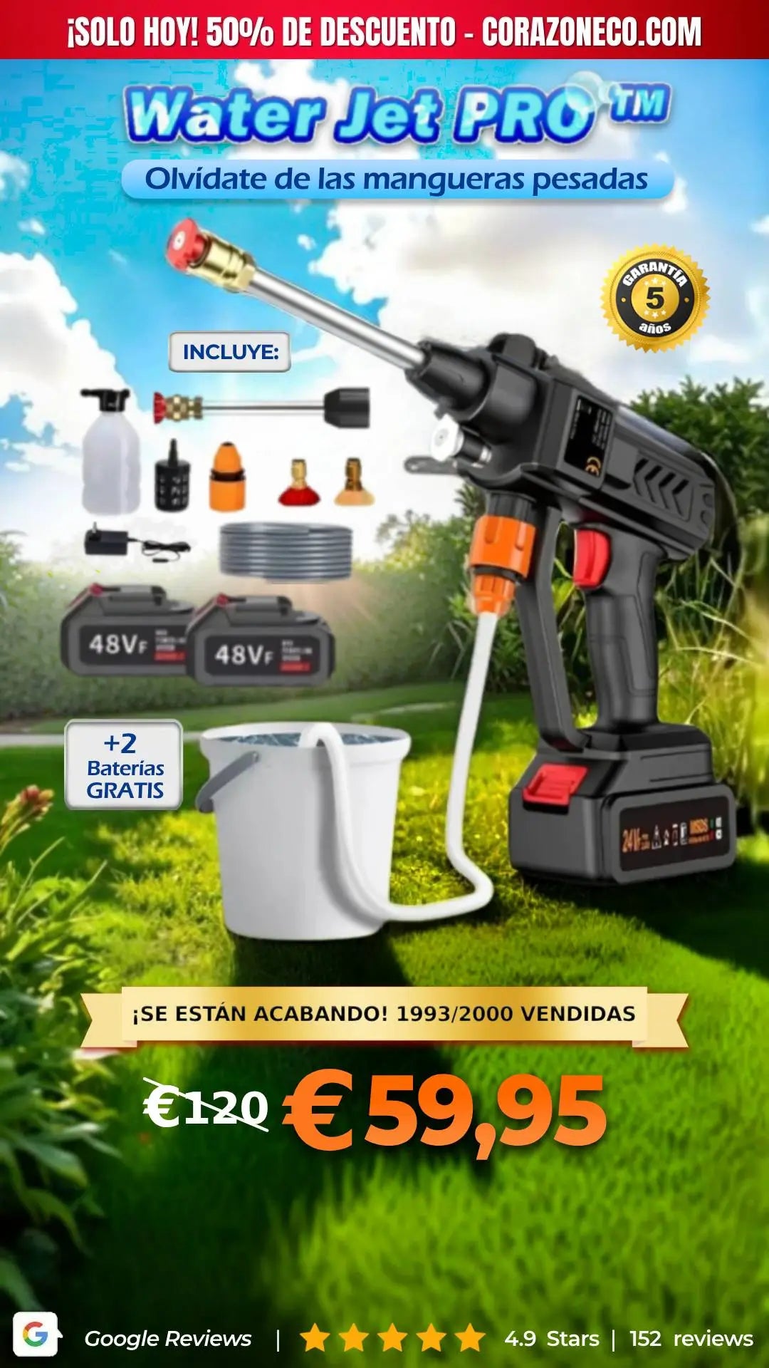 Hidrolavadora WaterJET PRO™  (Hoy 2 baterías GRATIS 61