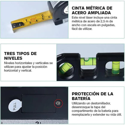 Level PRO™ 4 en 1 - Divide el esfuerzo de tu trabajo entre 4. (Mide, nivela, puntea y aplica laser para medidas difíciles) 3