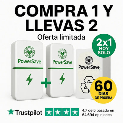 1 + 1 GRATIS | PowerSAVE™ - Elimina los picos de tensión y ahorra en la factura de la luz. *No tienes que hacer mantenimiento. TB